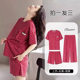 2025 Live New Summer Short-sleeved Pajamas Three-piece Shorts Home Clothes suit Pants Summer Women's plus size