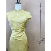 8851 # новый китайский стиль благородное ретро платье cheongsam женское весеннее и летнее атласное плиссированное платье cheongsam