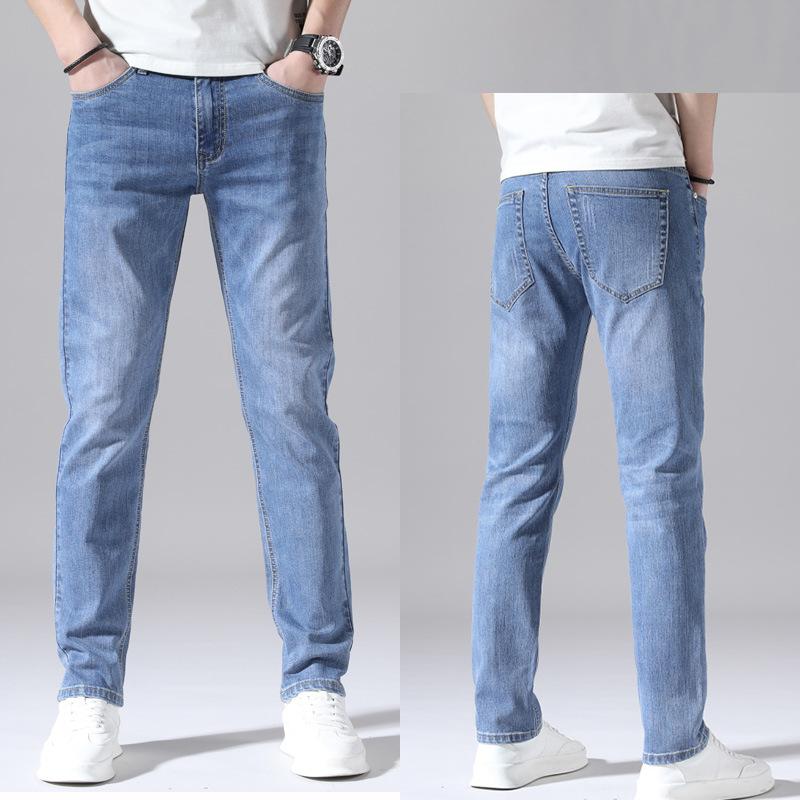 Pantalones vaqueros de los hombres Primavera y cuatro estaciones moda Slim straight stretch coreano casual boutique