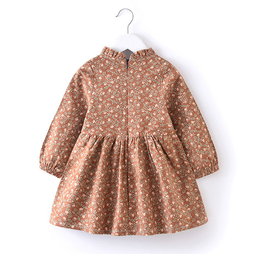 Girls floral dress spring and autumn Korean style princess dress pure cotton long-sleeved outer wear small fresh skirt 2024 new style