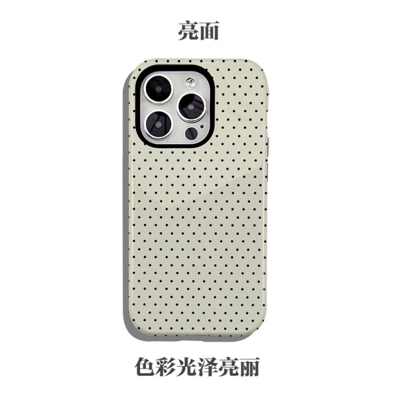 亚马逊跨境爆款米色波点高级感磁吸菲林二合一适用苹果16双层防摔|undefined