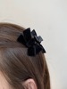Black small bangs with bow, summer hairgrip, crab pin for princess, hair accessory