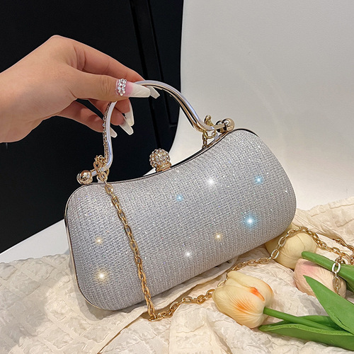Evening banquet bag, popular this year, lady quality, exquisite women's bag, simple lock buckle small bag, shoulder and crossbody chain bag for women.