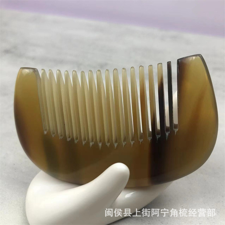 Natural Horn Comb Half Moon Guifei Comb 8cm x 5cm Baby Hair Brush for Gentle Daily Grooming overview