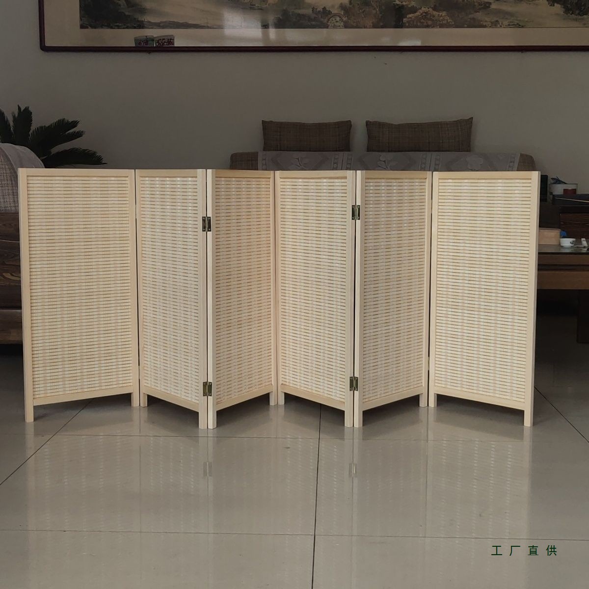 Bamboo Pieces and Bamboo Weaving Children's Area Corner Office Hotel Small Screen Partition Activity Area Mobile Folding Screen Entrance