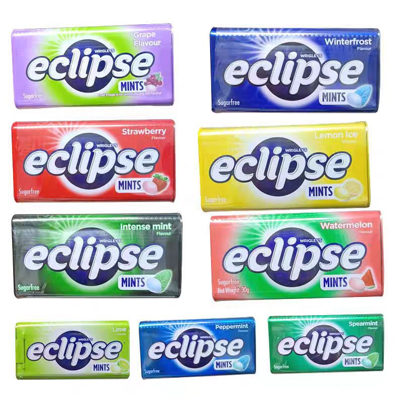 香港进口ECLIPSE易极薄荷糖无糖口香糖提神醒脑清爽零食8盒/组