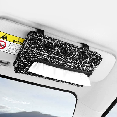 Car-Mounted Tissue Box, Sunshade, Sunroof Tissue Box, Creative Storage, New High-Looking Multi-Functional Clip-On Tissue Box (Car tissue box/set) - black