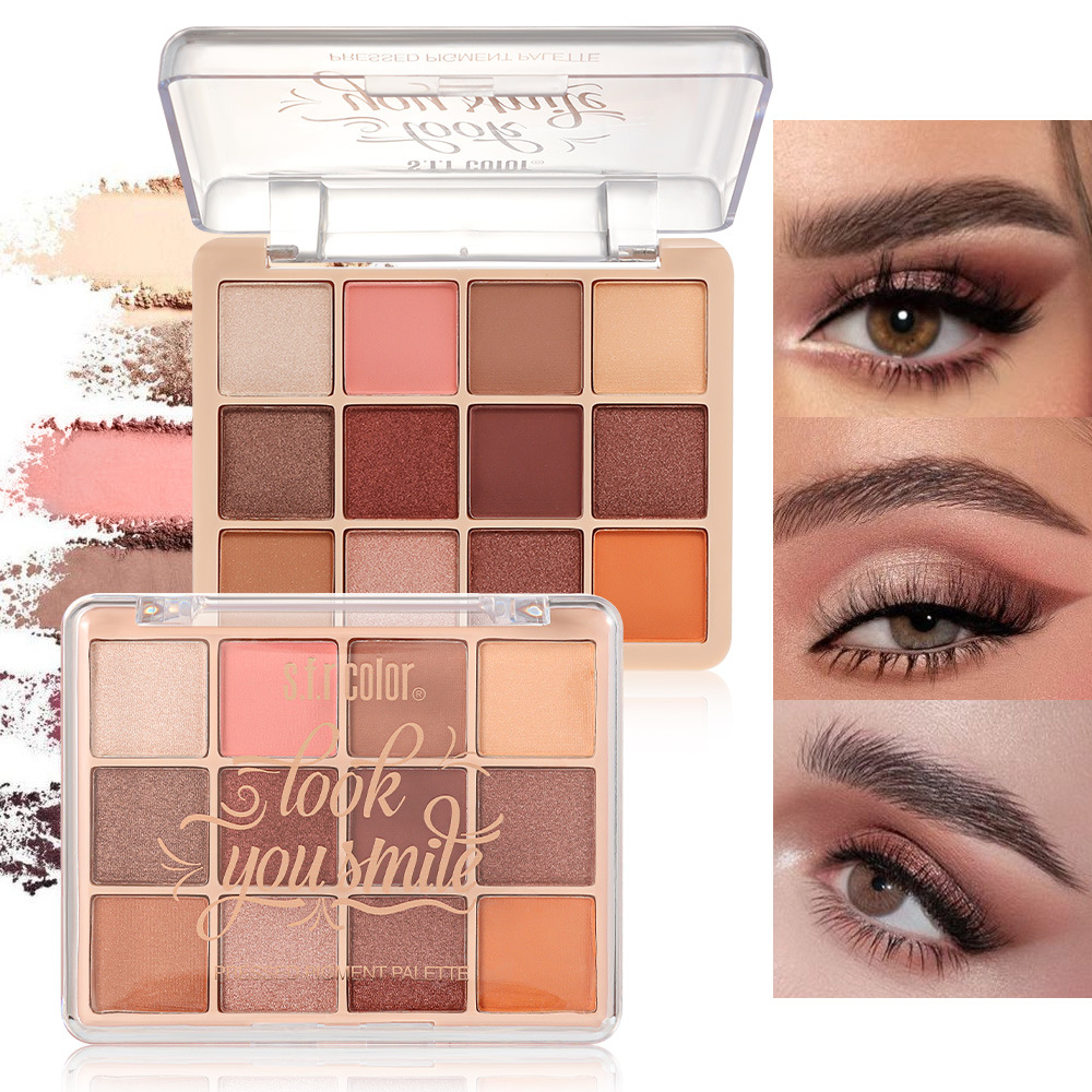 s.f.r color transfronterizo exclusivo mate perla fácil de colorear 12 placas de sombra de ojos de color diario estudiantes maquillaje barato image 1