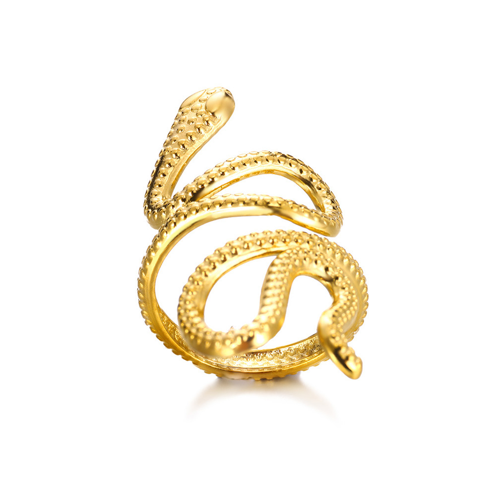 6g Weight 0.03µm Gold Plating Thickness PVD Coated Gold Plating Process 18K Real Gold Plated Plating Material Zircon Inlay Material Open Rings Classification 1 Piece Quantity Daily Occasion 304 Stainless Steel Material Snake Pattern All Seasons Season Unisex Gender Glam, Hip-Hop, Exaggerated Style Plating, Hypoallergenic Craft Glam Hip-Hop Exaggerated Snake 304 Stainless Steel Copper Plating Unisex Open Rings 24