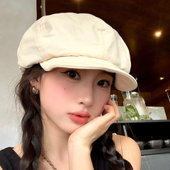 頭囲が大きい女性用のフォワードハット、小顔効果のある和風アーティストハット、レトロでシンプルで多用途なクラウドベレー帽
