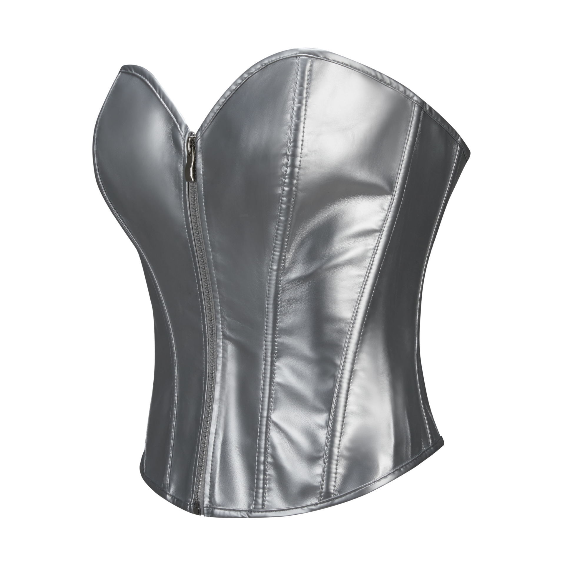 Plateada PVC cremallera abdominal abrazadera de pecho ropa de soporte de pecho ropa de plástico sexy suministro de comercio electrónico transfronterizo