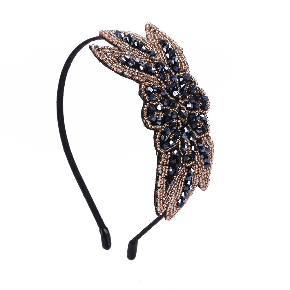 Europea y americana elegante reina retro étnico hecho a mano con cuentas rhinestone diadema personalidad bohemia diadema horquilla de viaje