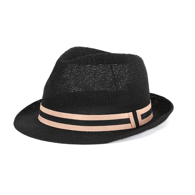Sombrero verano paja tejido transpirable a prueba de sol estilo coreano pequeño bombín sombrero hombres y mujeres pareja sombrero retro británico a prueba de sol sombrero de jazz