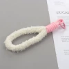 Round buckle plush white and pink lanyard