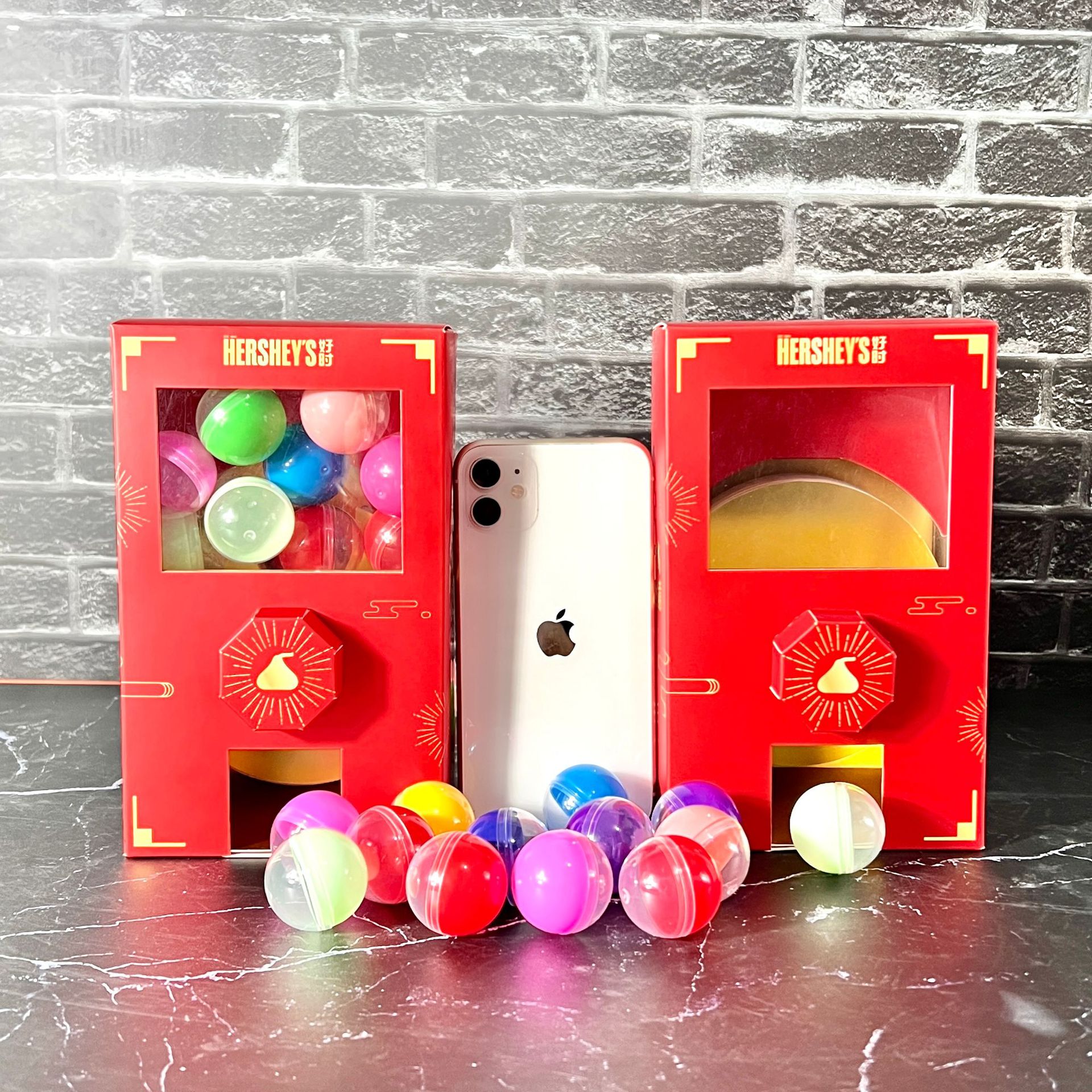定制迷你台式糖果分配器橡胶球口香糖泡泡糖手动糖果机包装盒纸盒