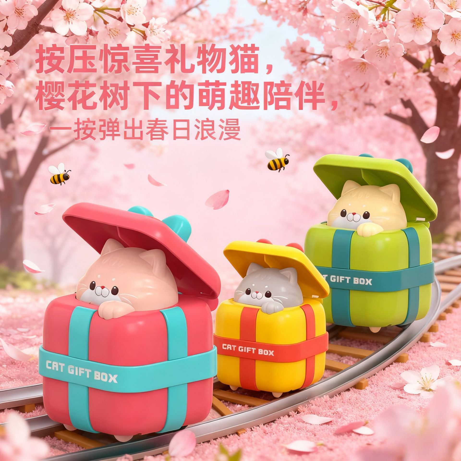 Cross-Border Cartoon Gift Pet Cat Press Car Educational Cartoon Car Toy Car Kindergarten Gift Gift