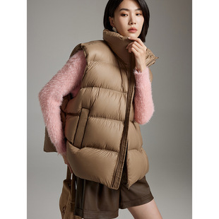 90 White Goose Down Vest Women's High-end Women's Outer Wear High-neck Vest Loose Thickened Jacket 24 Autumn and Winter New