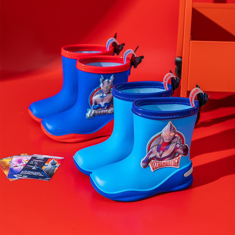 Selo Ultraman children's rain boots DiGa 2024 kindergarten baby non-slip rain boots children's outdoor water shoes boys
