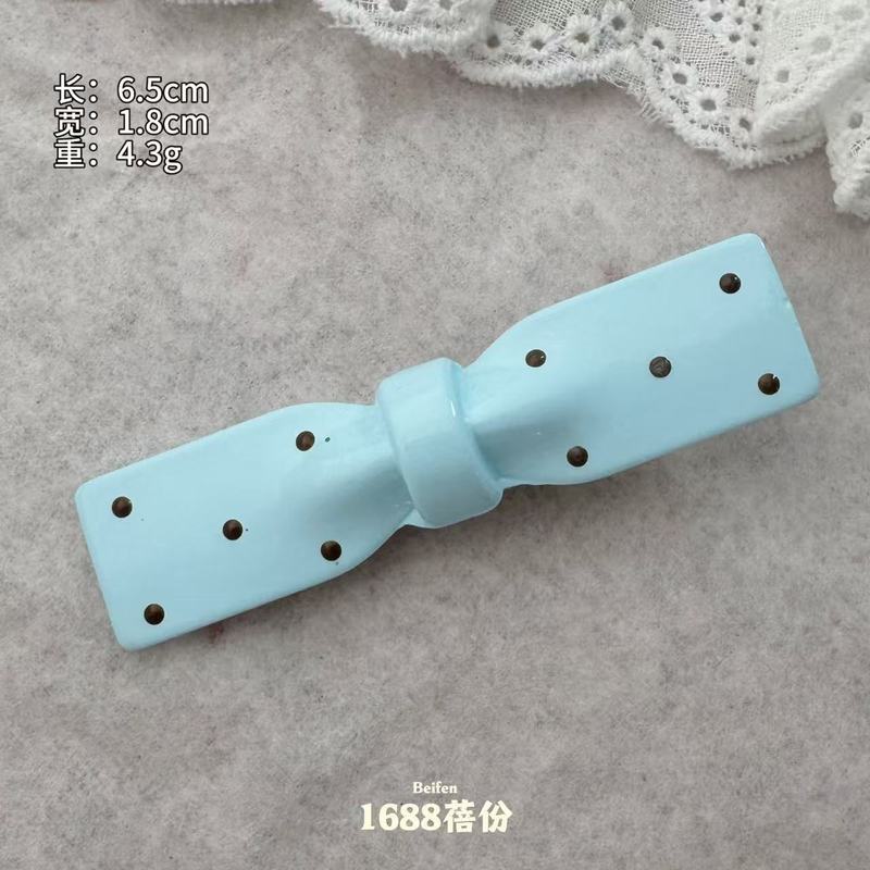 新款蓝咖色系波点蝴蝶结发夹韩版时尚百搭刘海侧边夹碎发夹ins风|undefined