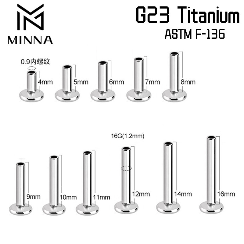 F-136 titanium alloy nose nail ear bone nail flat bottom rod internal thread lip nail base 16G cross-border puncture jewelry accessories