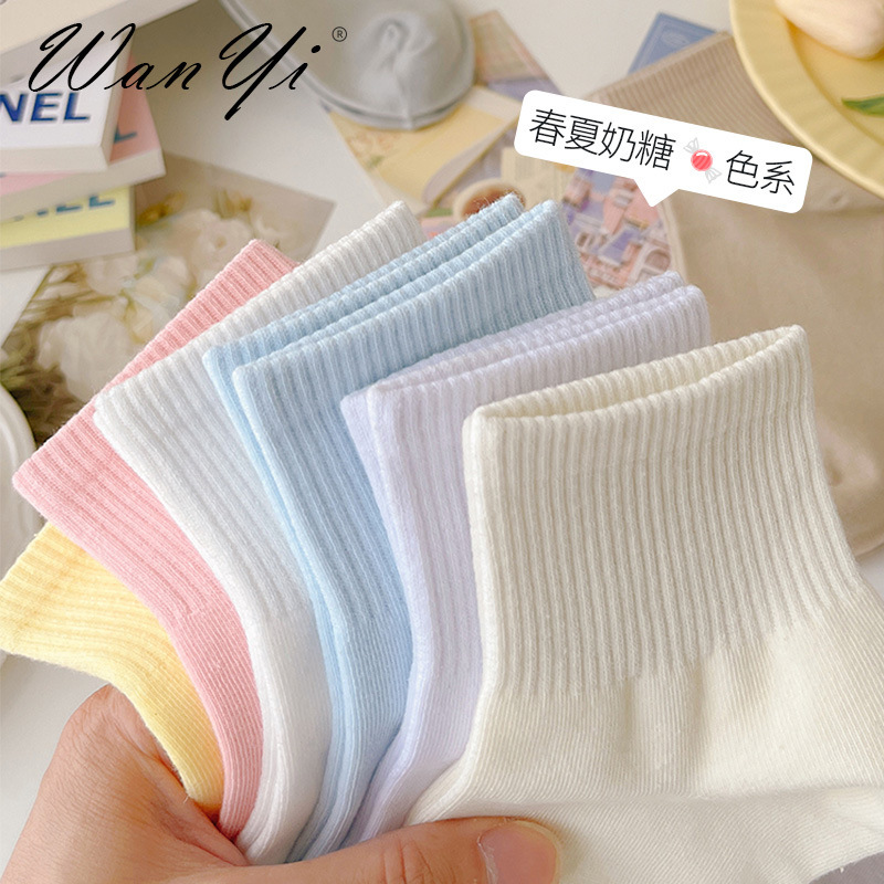 Pure Cotton Short Socks Solid Color Socks for Women Pure Cotton Short Tube Socks Student Sports Casual Dopamine Trendy Socks Candy Color Ankle Socks