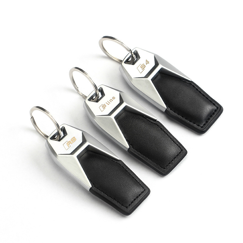 Car Leather Metal Car Logo Business Creative Promotional Advertising Leather Leather Audi Car Keychain