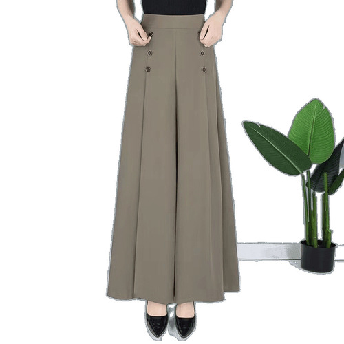 Stylish, Thin Skirt Pants for Women: Summer-Ready Loose-Fit Mid-Length Pants for Moms—Featuring a Flowing Design, Premium Quality, and Wrinkle-Resistant Fabric That Enhances Elegance and Sophistication.