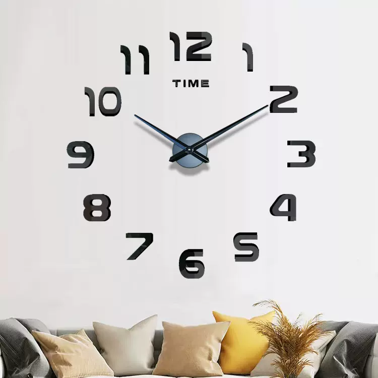 跨境简约3D墙贴挂钟客厅装饰大型墙上DIY wall clock立体粘贴钟表