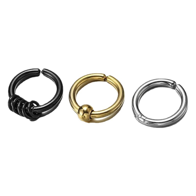 European and American simple circle without ear hole stainless steel ear clip tide men titanium steel round earrings cross-border ear jewelry wholesale