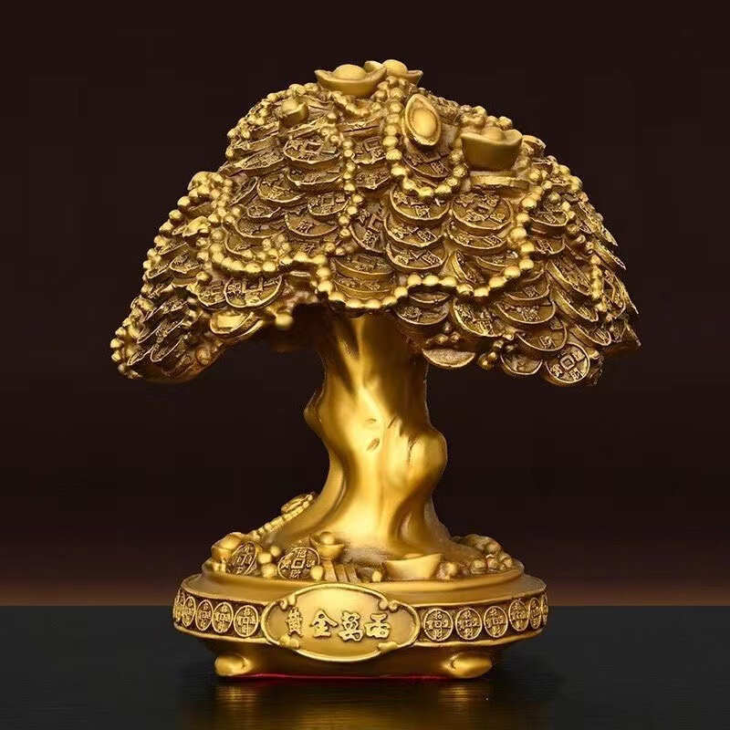 Copper cash cow pure copper ingot tree ornaments money tree fortune tree office desktop gift tree opening tree t
