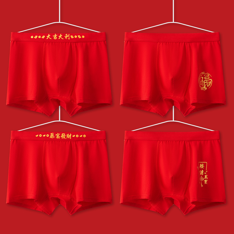 One piece Boy Underwear Boxer Chinese Red children Underwear boy Year of fate Teenagers Underwear