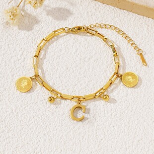 (Cross-border trading), universal fashionable bracelet with letters stainless steel, 750 sample gold, high-quality style 4