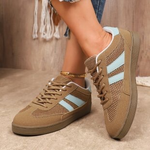 Cross-border plus-size women's German training shoes, new spring and autumn soft-soled versatile white shoes, comfortable color-blocked flat sneakers for women, brown Cross-border plus-size women's German training shoes, new spring and autumn soft-soled versatile white shoes, comfortable color-blocked flat sneakers for women, brown