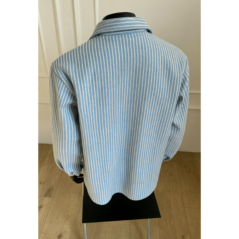Camicia a maniche lunghe a righe da uomo, nuovo stile primavera 2026, vestibilità ampia, marchio di tendenza, versatile, casual da strada,_voghion.com