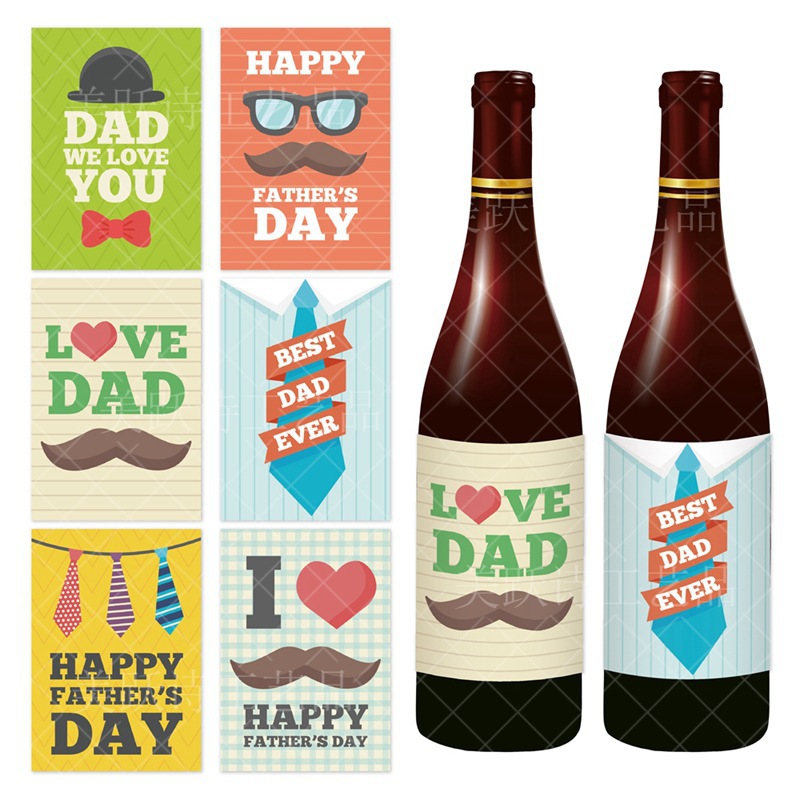 Europa y América Nueva decoración del partido del Día del Padre botella de vino pegatinas papá cumpleaños arreglo botella de bebida botella de vino etiqueta