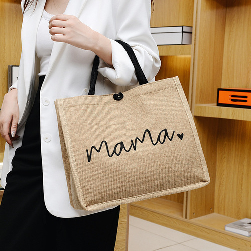 Pure Color Women's Handbag Cotton Linen Bag 2024 New Model Single Shoulder Large Capacity Travel Urban Simple Travel Beach Bag