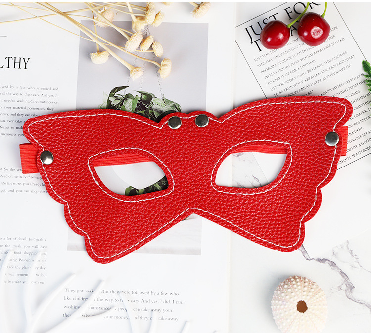 Jiuai Leather Eye Mask for Adults, Pink Masquerade Role-Play Blindfold — detail image 28