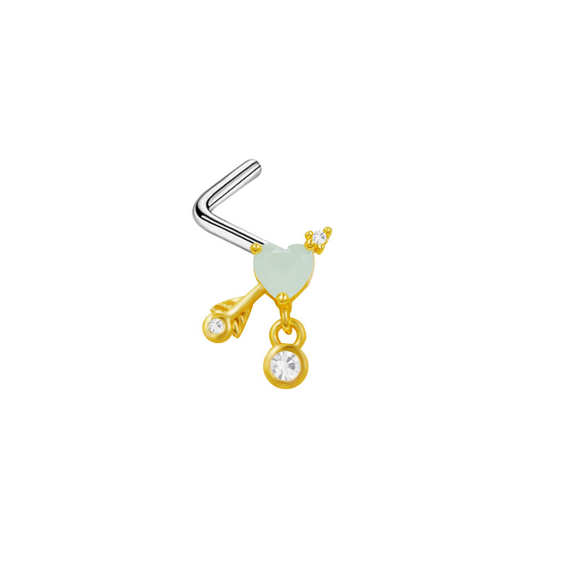 L-shaped Nose Stud With Bowknot Design European Style Jewellery_voghion.com