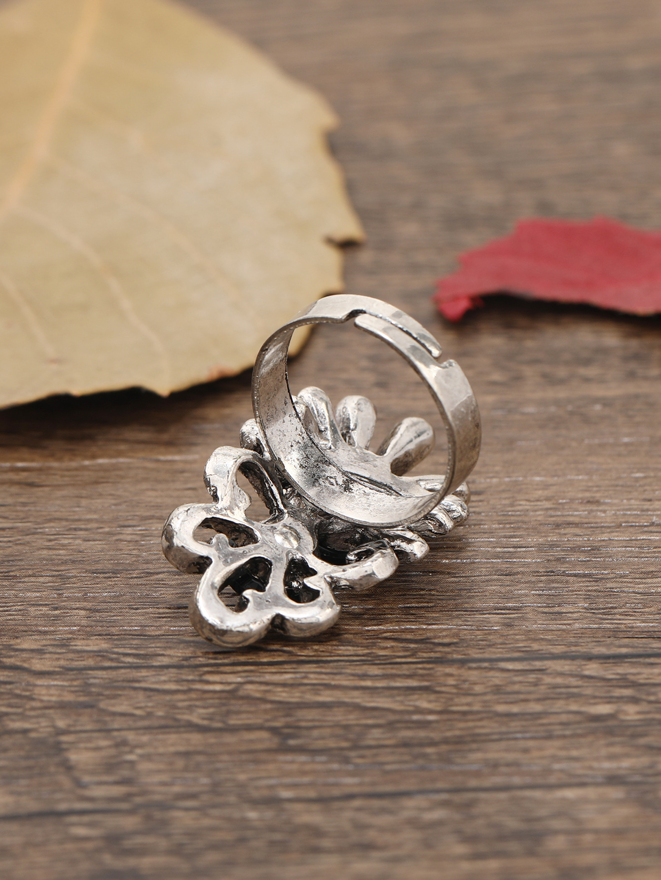 Fashion Flower Alloy Metal Rhinestones Open Ring