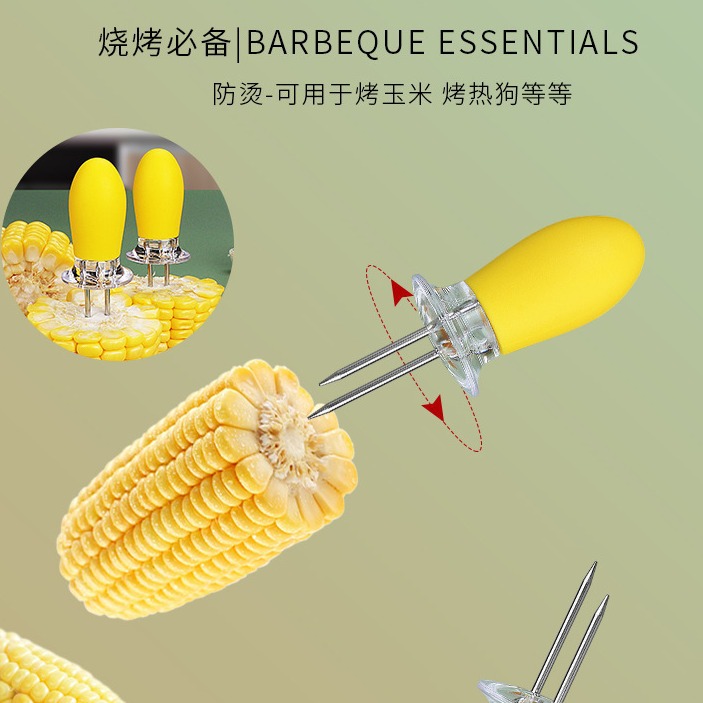 Tenedores para Maíz de Acero Inoxidable, Resistente al Calor, para Barbacoa