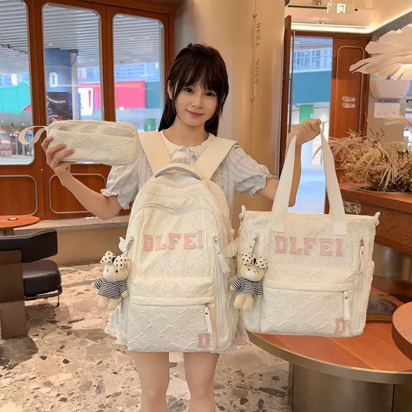 School backpack for junior high school girls, stylish and trendy, suitable for high school and elementary school students, fresh and simple, for classes and tutoring