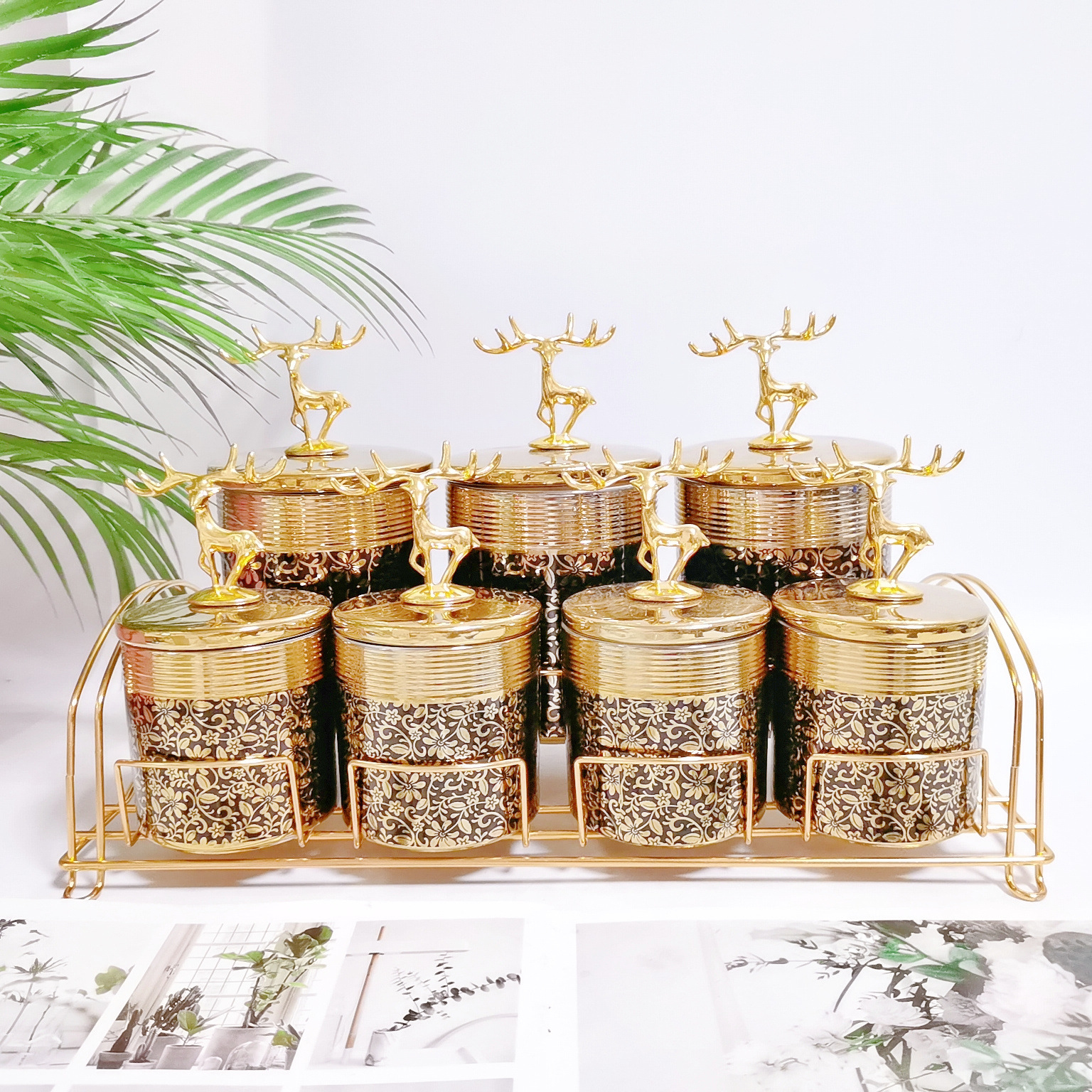 Comercio exterior transfronterizo de cerámica sellada tarro cocina almacenamiento condimento tarro multi-grano de almacenamiento de dulces tarro café té tarro traje