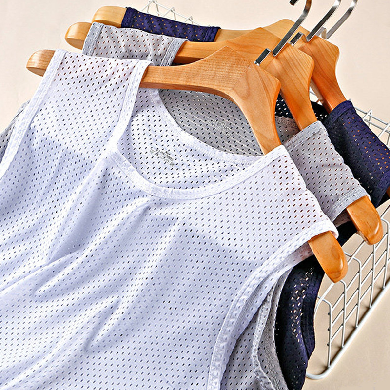 Mesh vest men's sports hollow ice silk summer sleeveless T-shirt thin factory direct a generation of hair Mesh vest men's sports hollow ice silk summer sleeveless T-shirt thin factory direct a generation of hair