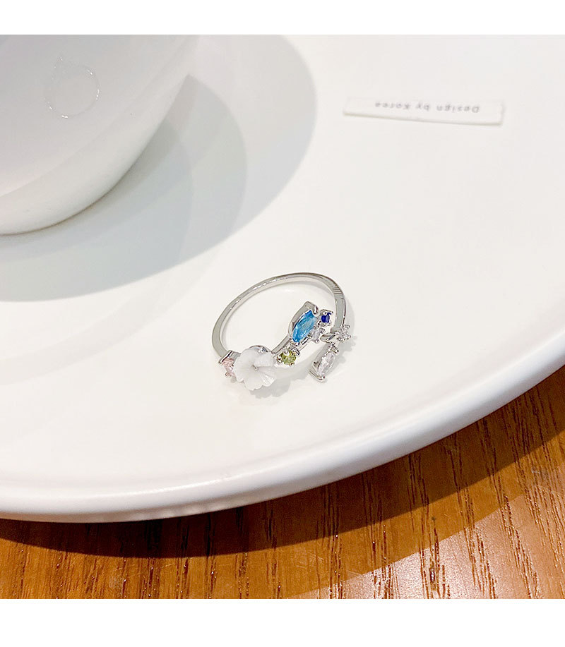 Sweet Flower Copper Inlay Artificial Gemstones Rings 1 Piece