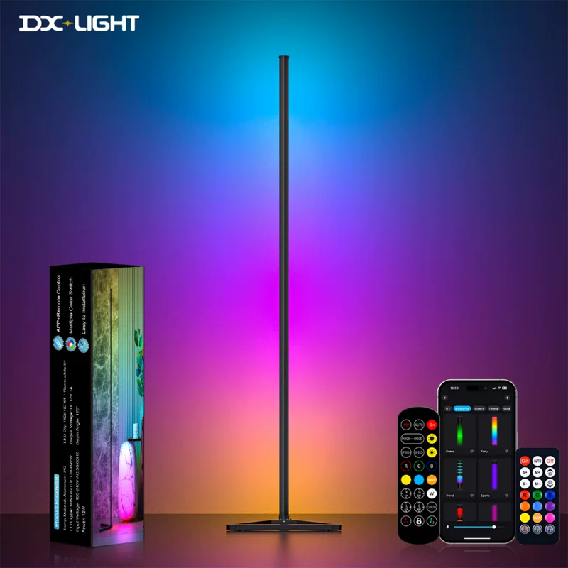 Floor Lamp DX-LIGHT 1.4 m RGB LED, Bluetooth & Remote Control, Adjustable Ambient Light