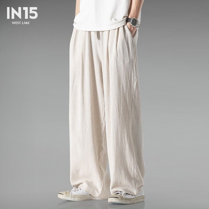 Foreign | Trade | Original | Single ~ Big | Brand | Qing | Cang | ~ Parent-Child Summer plus size Chinese Style Cotton Linen Wide Leg Pants Men