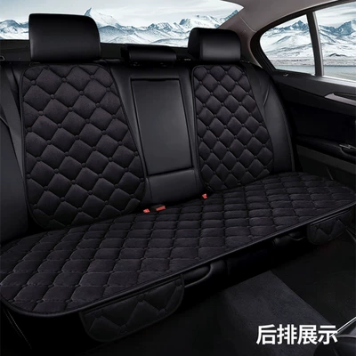 Set for Front and Rear Seats — Seat cushion, seat cover - diamond-velvet-black-1-set-with-back-row