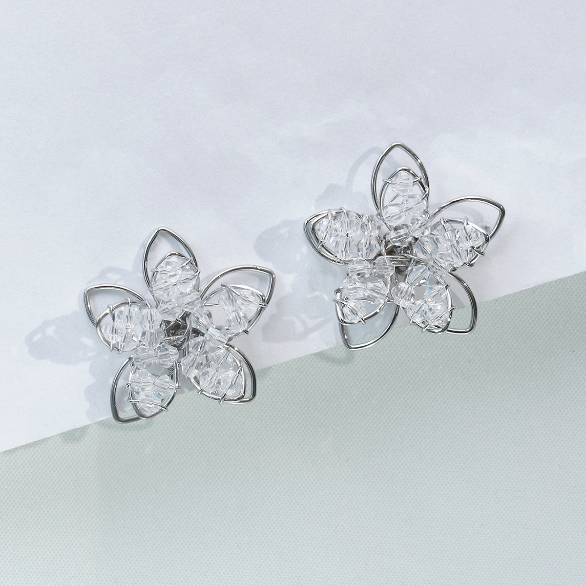 Ear Studs Classification 1 Pair Elegant Streetwear Flower Plating Artificial Crystal Iron Ear Studs