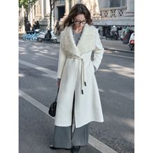 荣太骆驼绒羊毛极简风大翻领设计感大衣女收腰显瘦毛呢外套中长款
