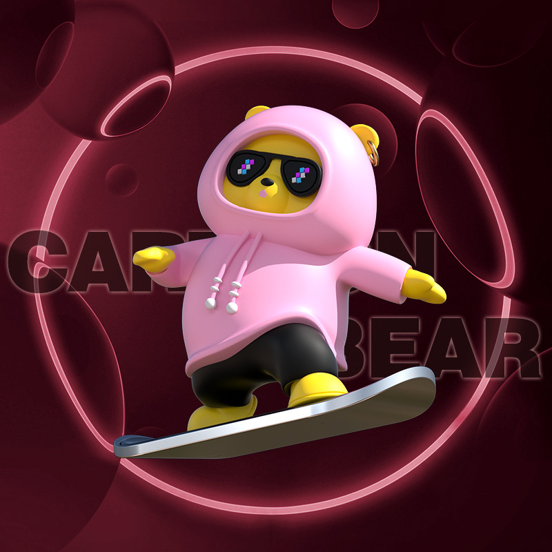 Car Dashboard Bear Figurine Cartoon Cute Car Dashboard Screen Decoration Accessory Moving Bear Little Bear Figurine